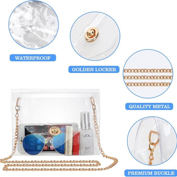 Clear Purse for Women, Clear Bag Stadium Approved, See Through Clear Handbag for - Picture 6 of 7